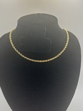 Womens 3mm Real Gold Rope Chain 16 Inch Stainless Steel Plated Dainty Solid